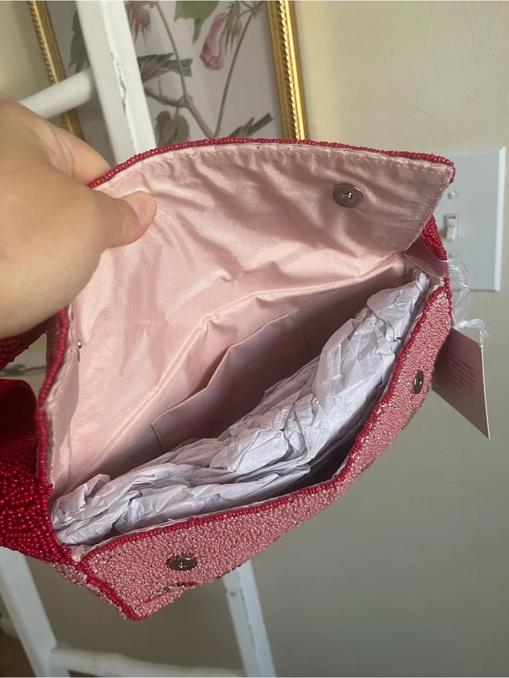 Embroidered Beaded Shoulder Bag